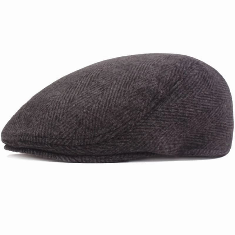 Vintage Herringbone Cotton Flat Cap