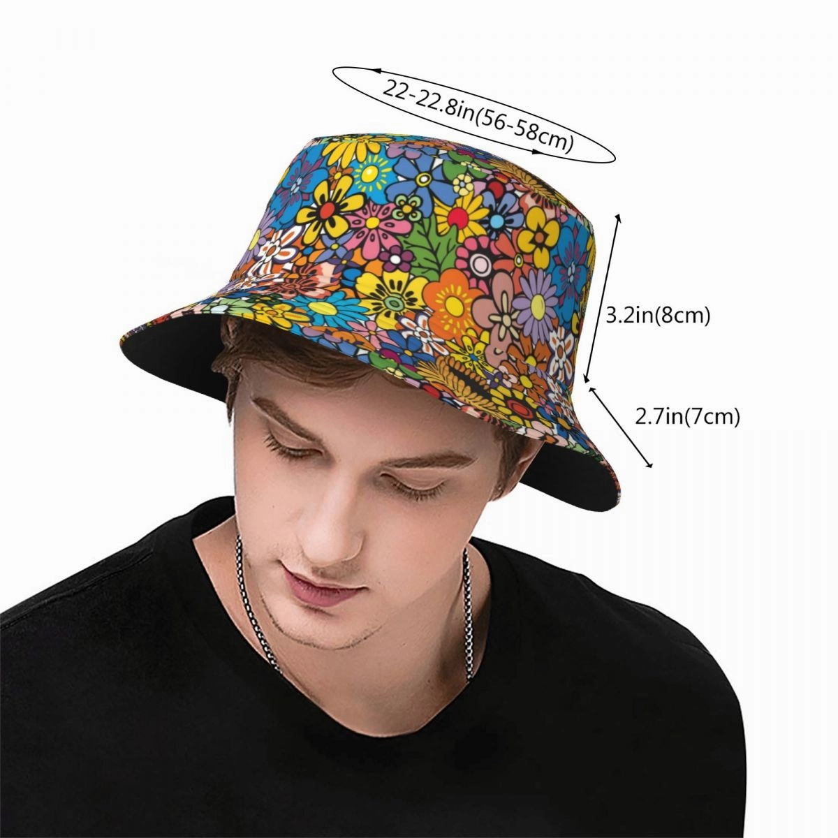 Vintage Hippie Flowers Bucket Hat