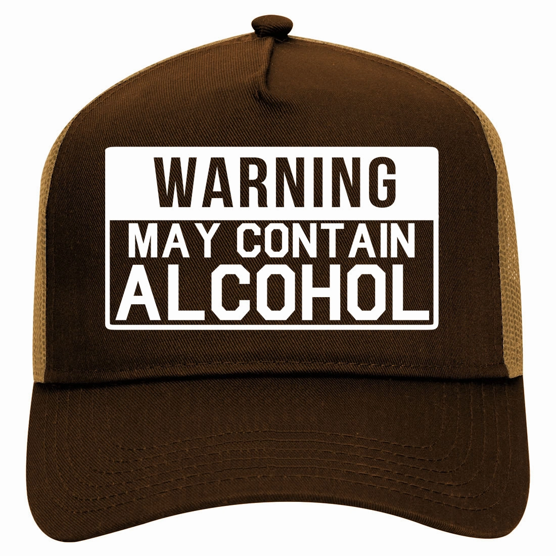 Warning May Contain Alcohol Retro Adult 5 Panel Mesh Trucker Hat