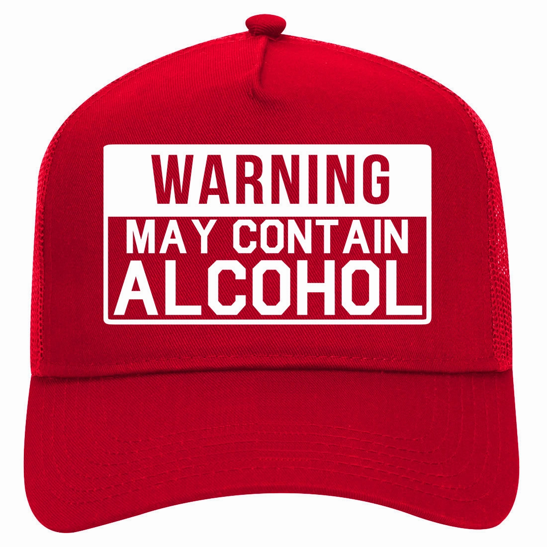 Warning May Contain Alcohol Retro Adult 5 Panel Mesh Trucker Hat