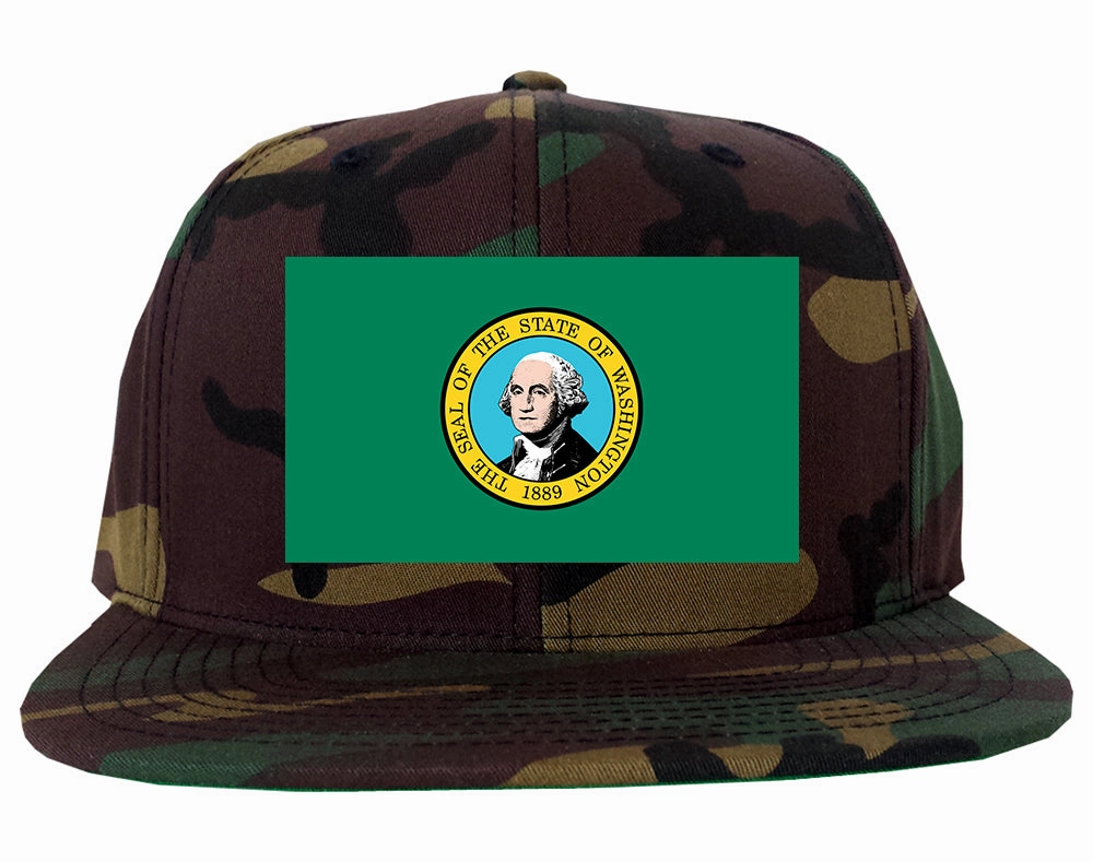 Washington State Flag WA Chest Mens Snapback Hat