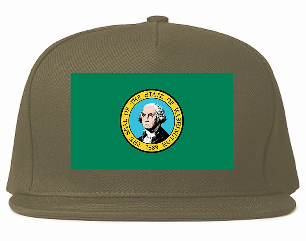 Washington State Flag WA Chest Mens Snapback Hat