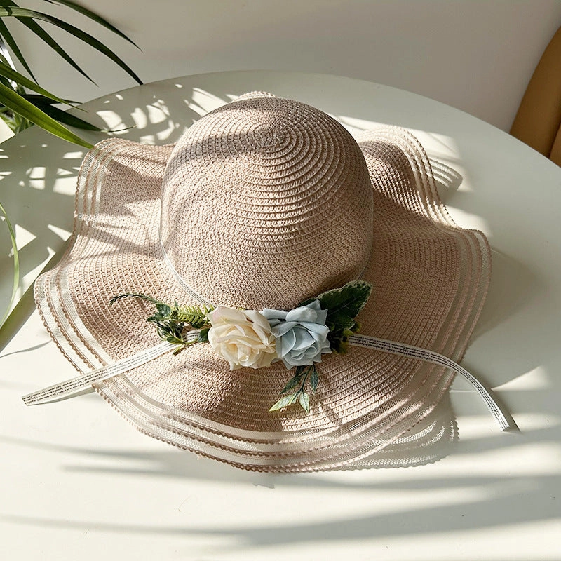 Wave Brim Straw Hat Family Chic Cute Princess Sun Protection