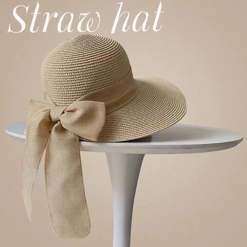Wave-Edge Bow Wide-Brim Hat