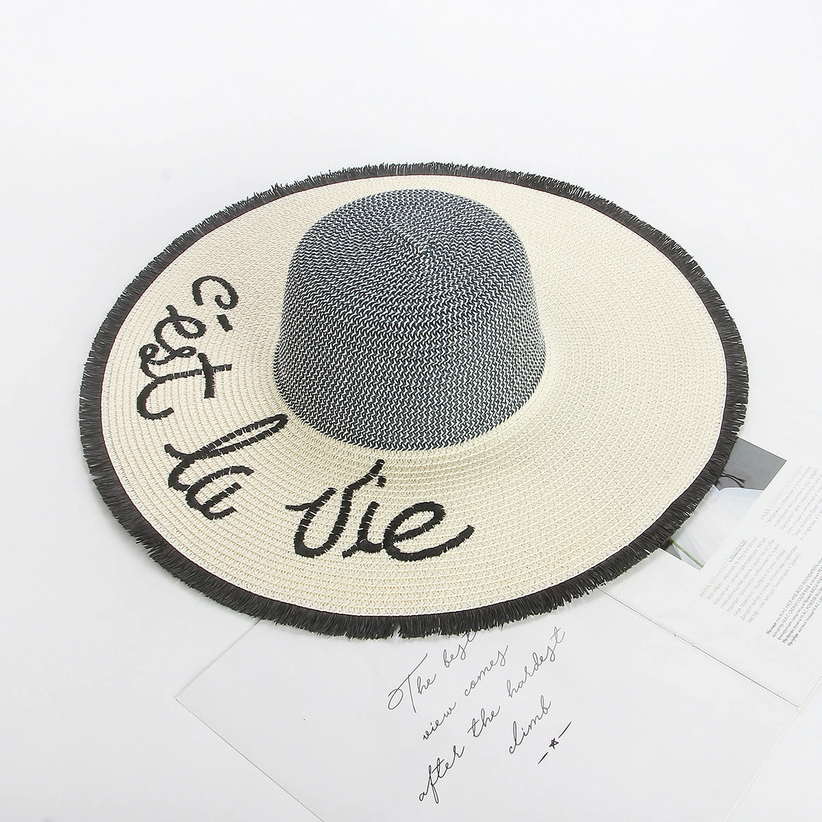 Wave-Edge Bow Wide-Brim Hat