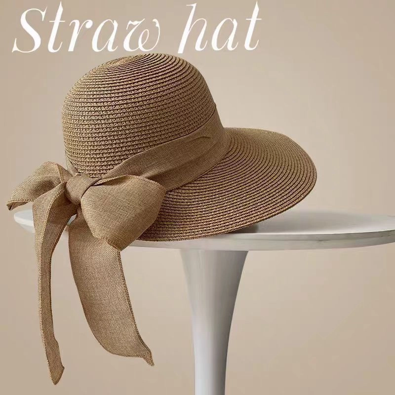 Wave-Edge Bow Wide-Brim Hat