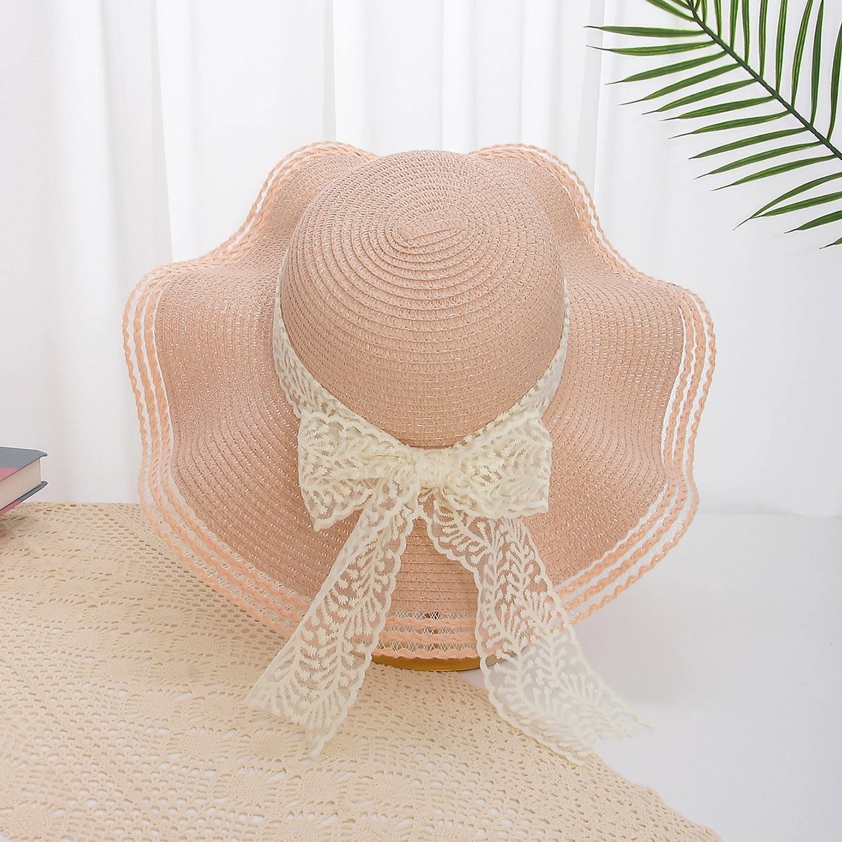 Wavy Floral Straw Hat Women Summer