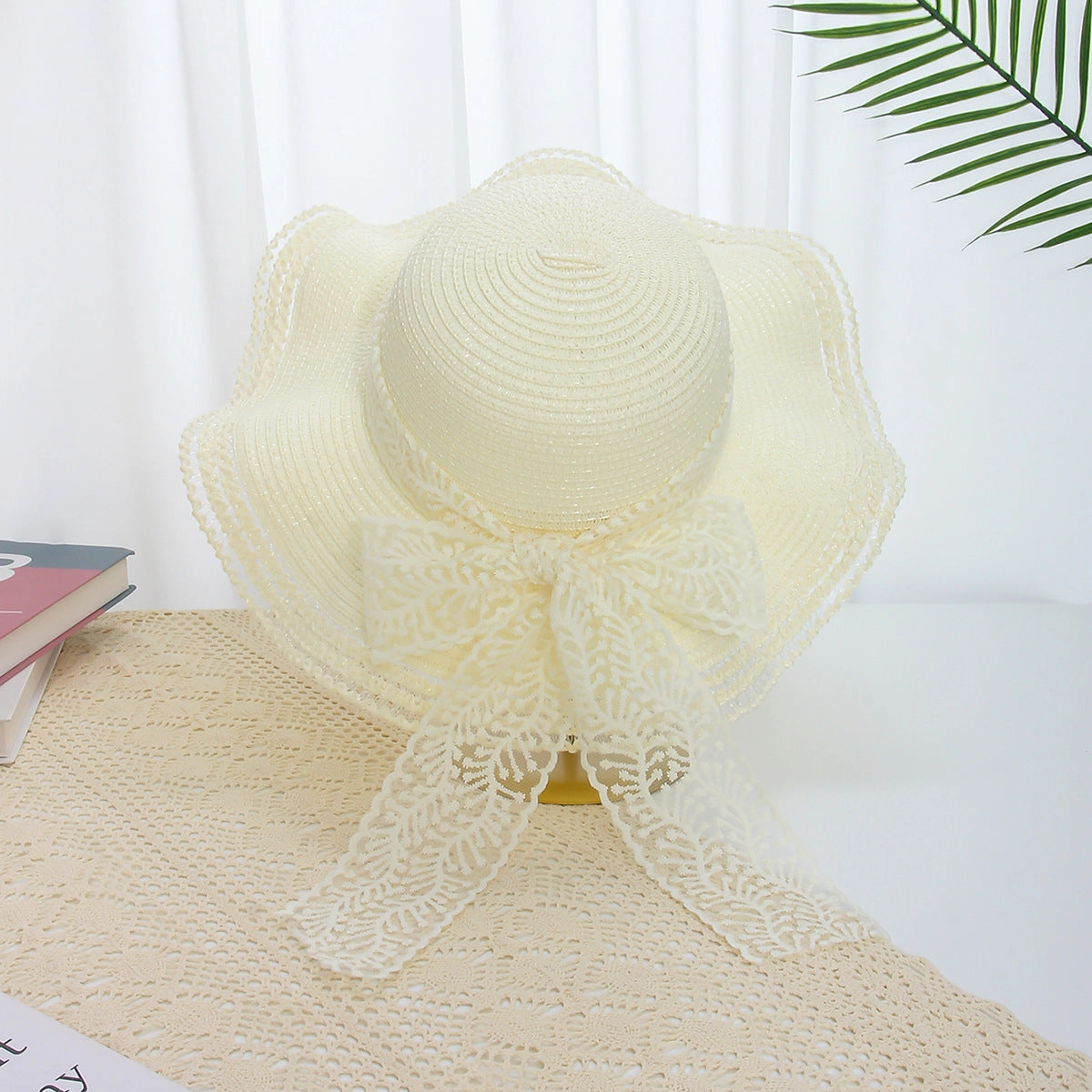 Wavy Floral Straw Hat Women Summer