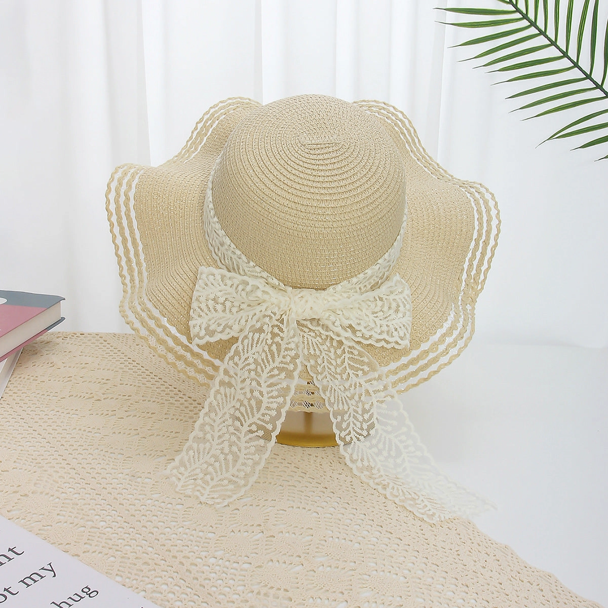 Wavy Floral Straw Hat Women Summer