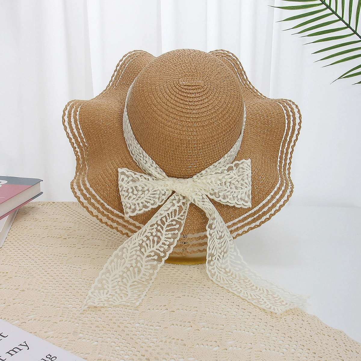 Wavy Floral Straw Hat Women Summer