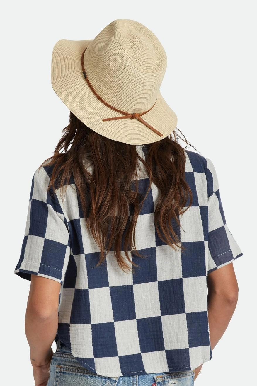 Wesley Straw Packable Fedora - Tan