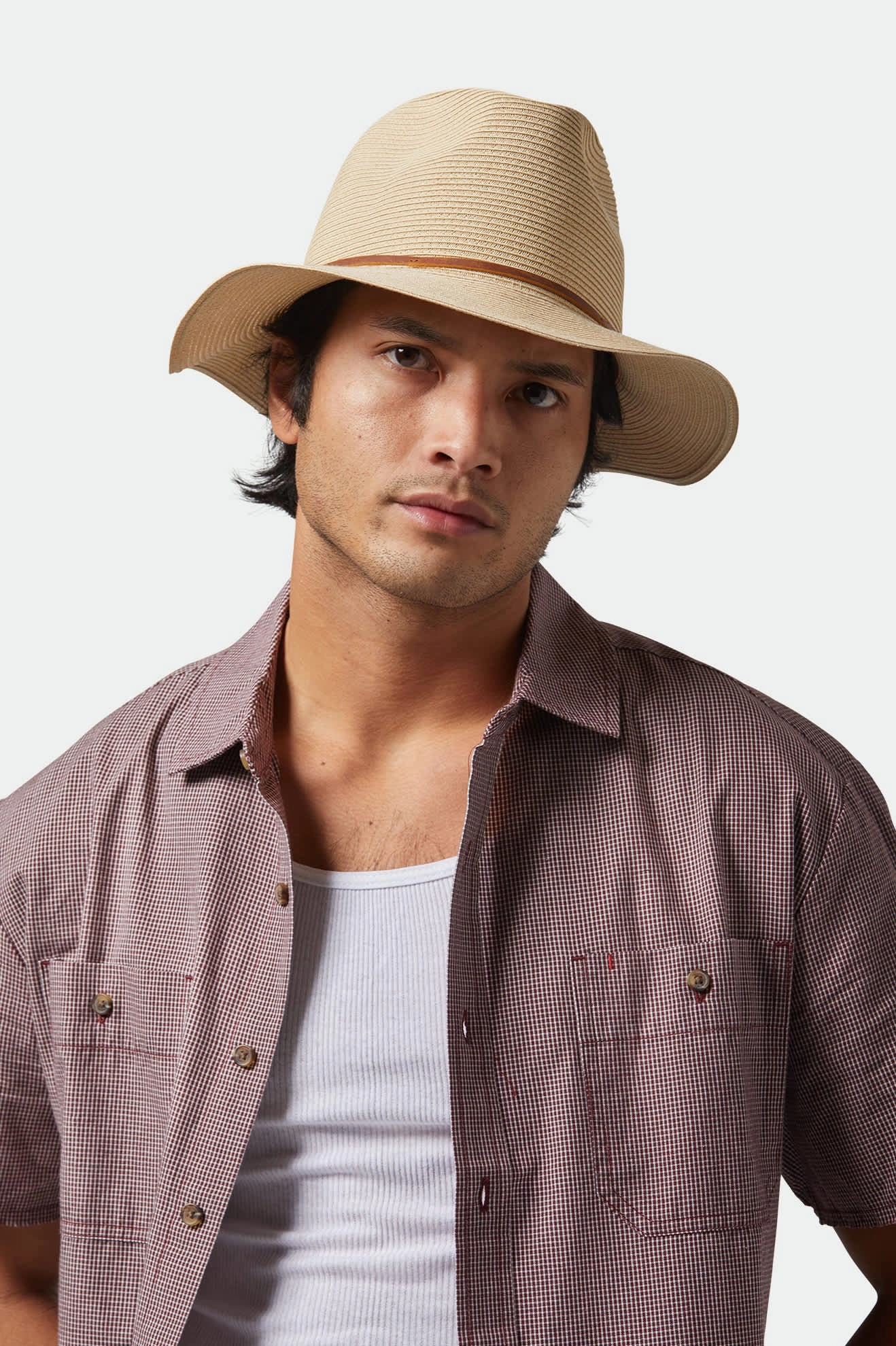 Wesley Straw Packable Fedora - Tan