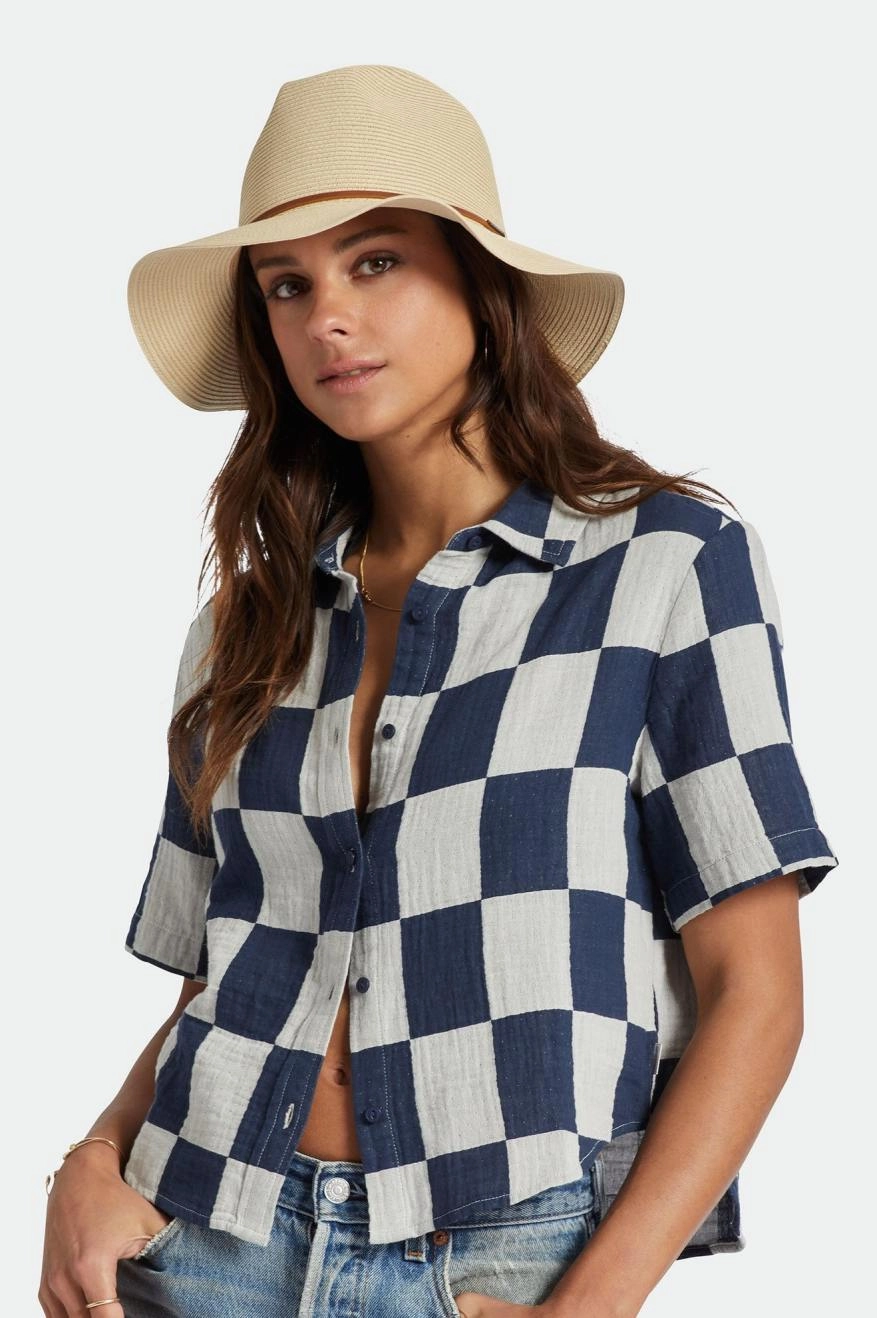 Wesley Straw Packable Fedora - Tan