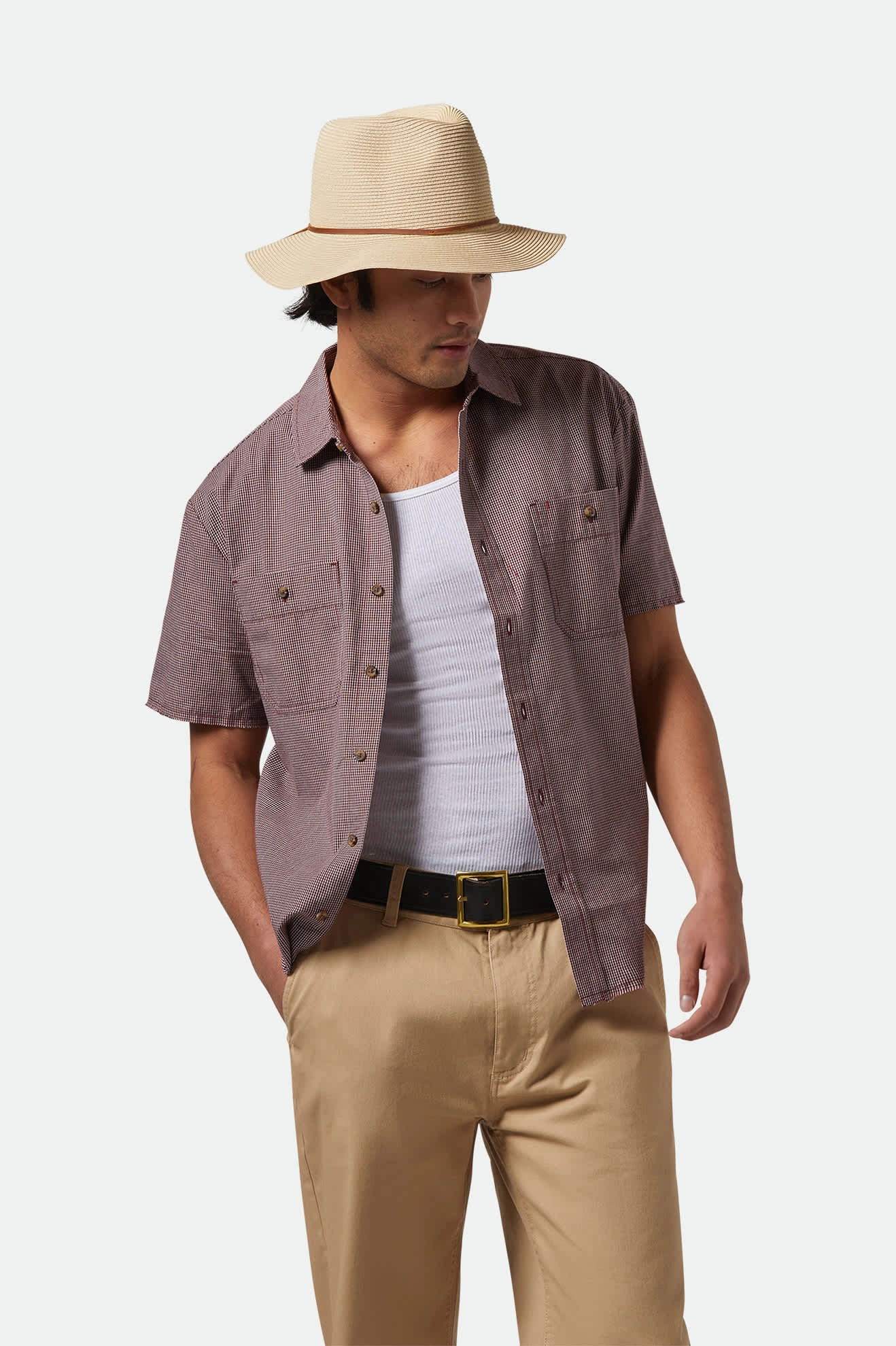 Wesley Straw Packable Fedora - Tan