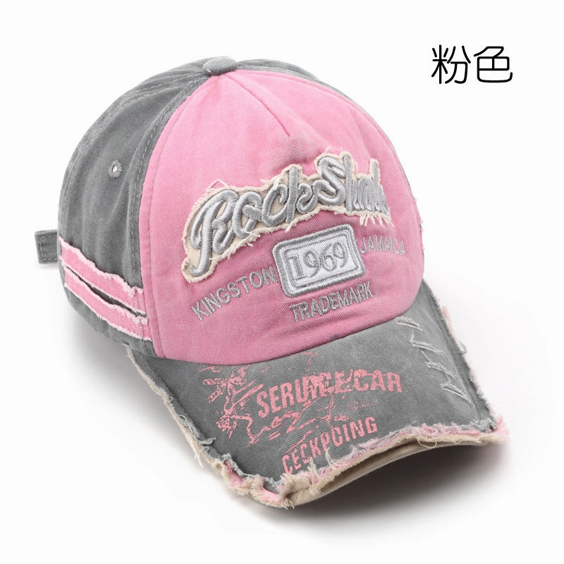 Wholesale 1969 Vintage Washed Old Letter Embroidered Hole Baseball Cap