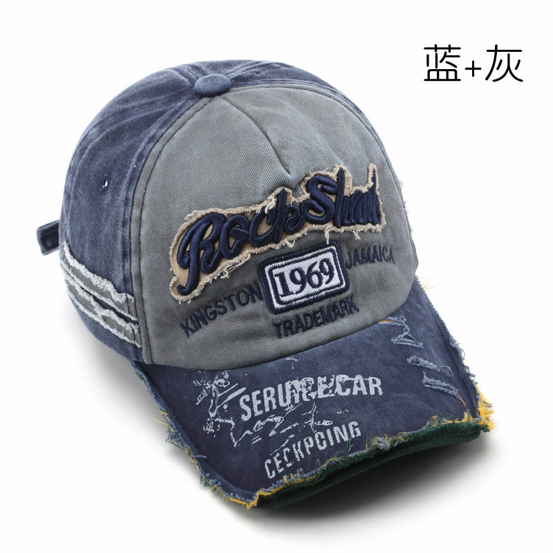 Wholesale 1969 Vintage Washed Old Letter Embroidered Hole Baseball Cap
