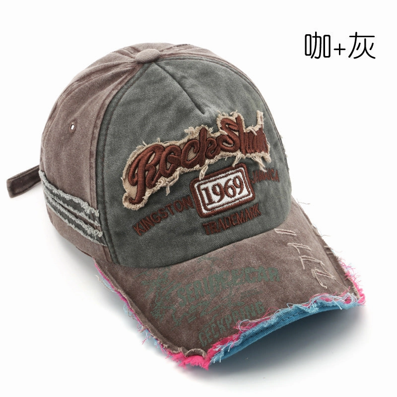 Wholesale 1969 Vintage Washed Old Letter Embroidered Hole Baseball Cap