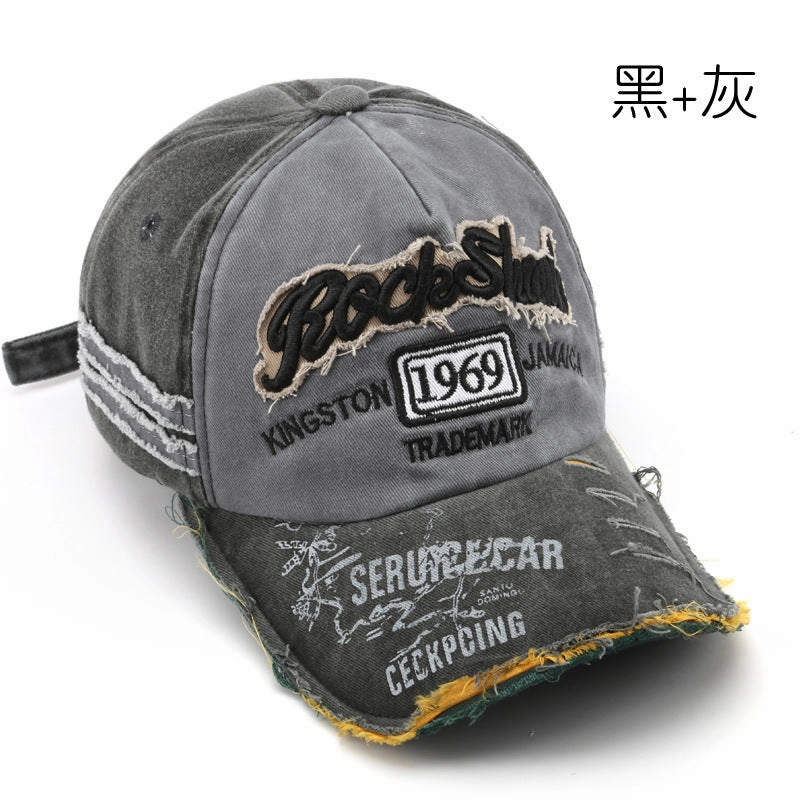 Wholesale 1969 Vintage Washed Old Letter Embroidered Hole Baseball Cap