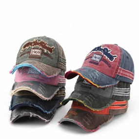 Wholesale 1969 Vintage Washed Old Letter Embroidered Hole Baseball Cap