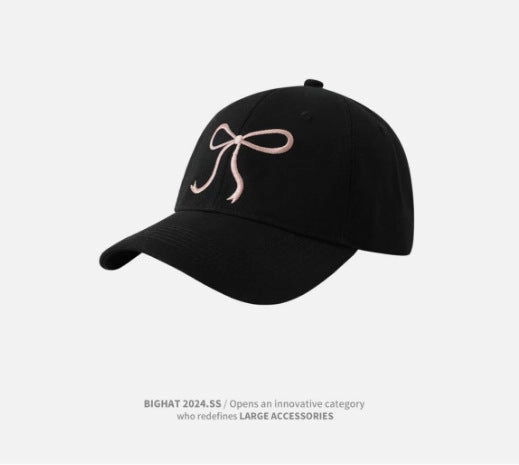 Wholesale 2024 New  Bow Baseball Cap Women's  Sweet Cute Light Pink All-match Face Showing Small