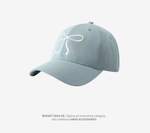 Wholesale 2024 New  Bow Baseball Cap Women's  Sweet Cute Light Pink All-match Face Showing Small