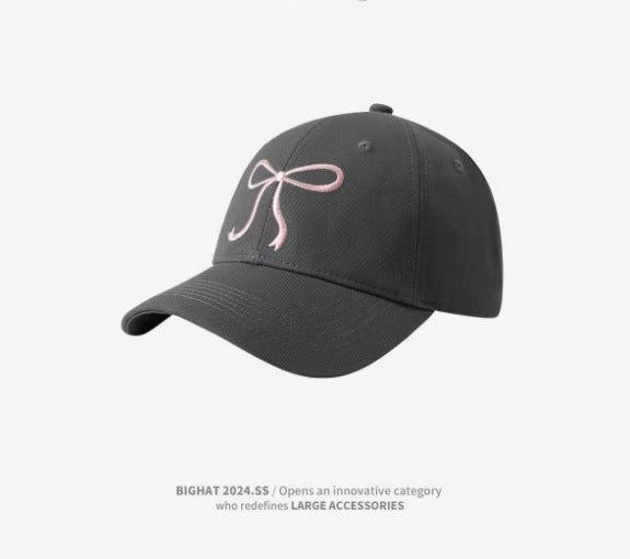 Wholesale 2024 New  Bow Baseball Cap Women's  Sweet Cute Light Pink All-match Face Showing Small