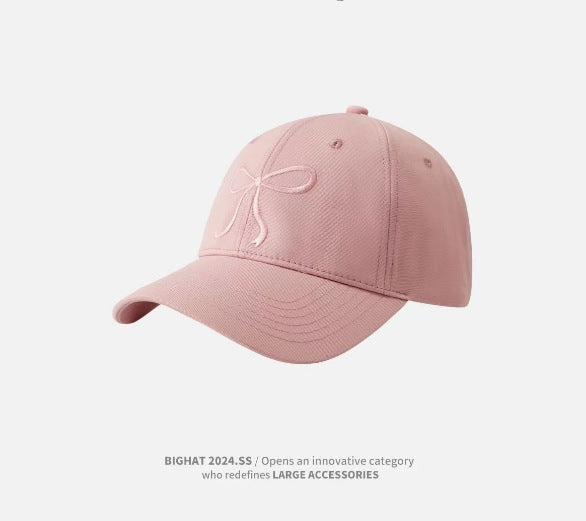 Wholesale 2024 New  Bow Baseball Cap Women's  Sweet Cute Light Pink All-match Face Showing Small