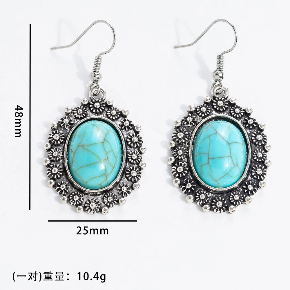 Wholesale 20pcs Bohemian Vintage Turquoise Alloy Earrings