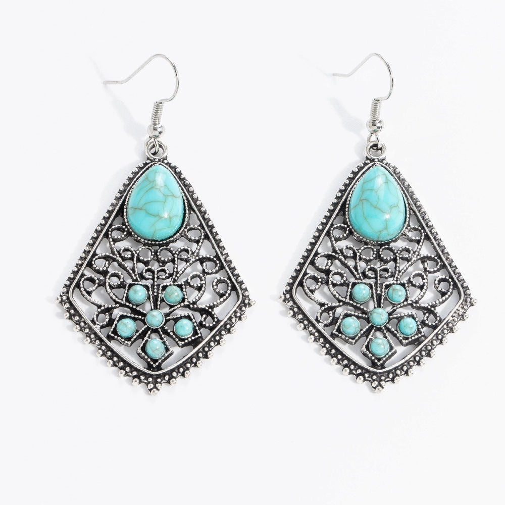 Wholesale 20pcs Bohemian Vintage Turquoise Alloy Earrings
