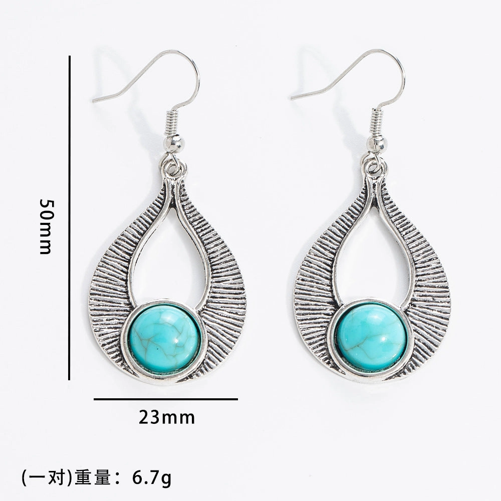 Wholesale 20pcs Bohemian Vintage Turquoise Alloy Earrings