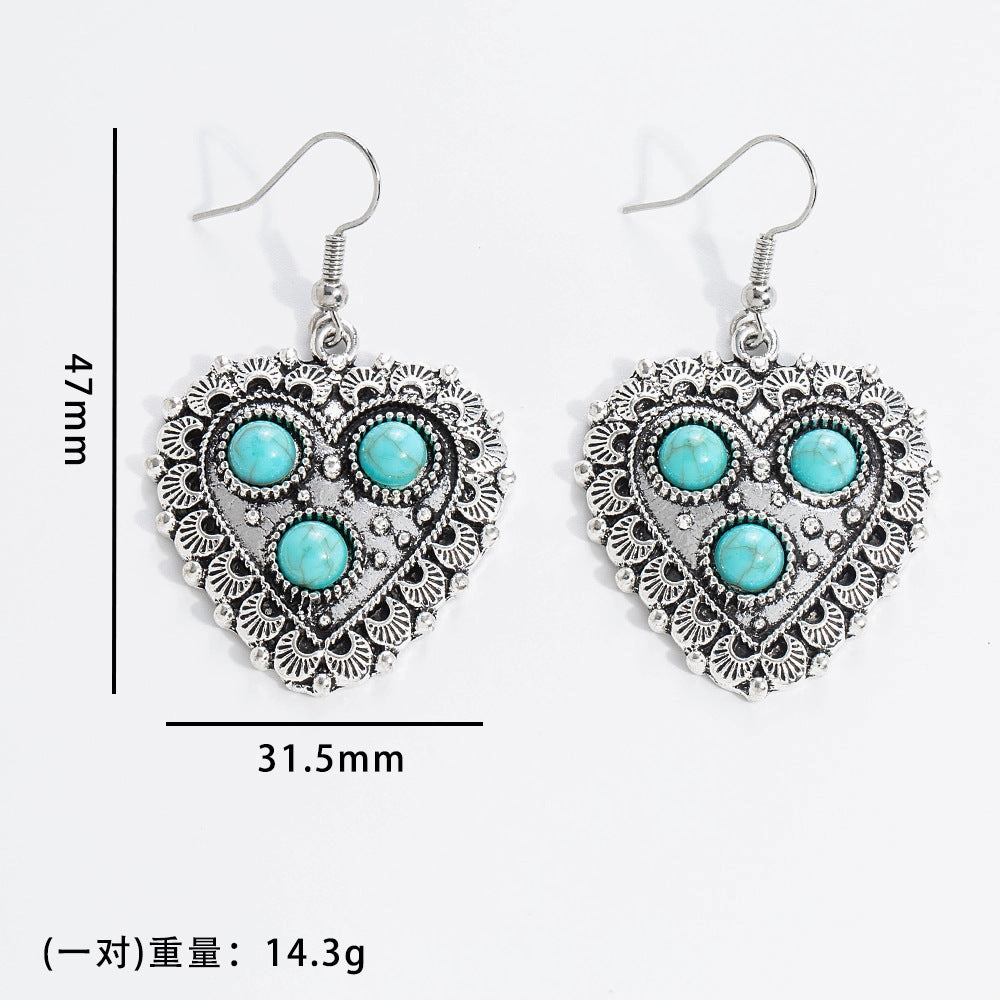 Wholesale 20pcs Bohemian Vintage Turquoise Alloy Earrings