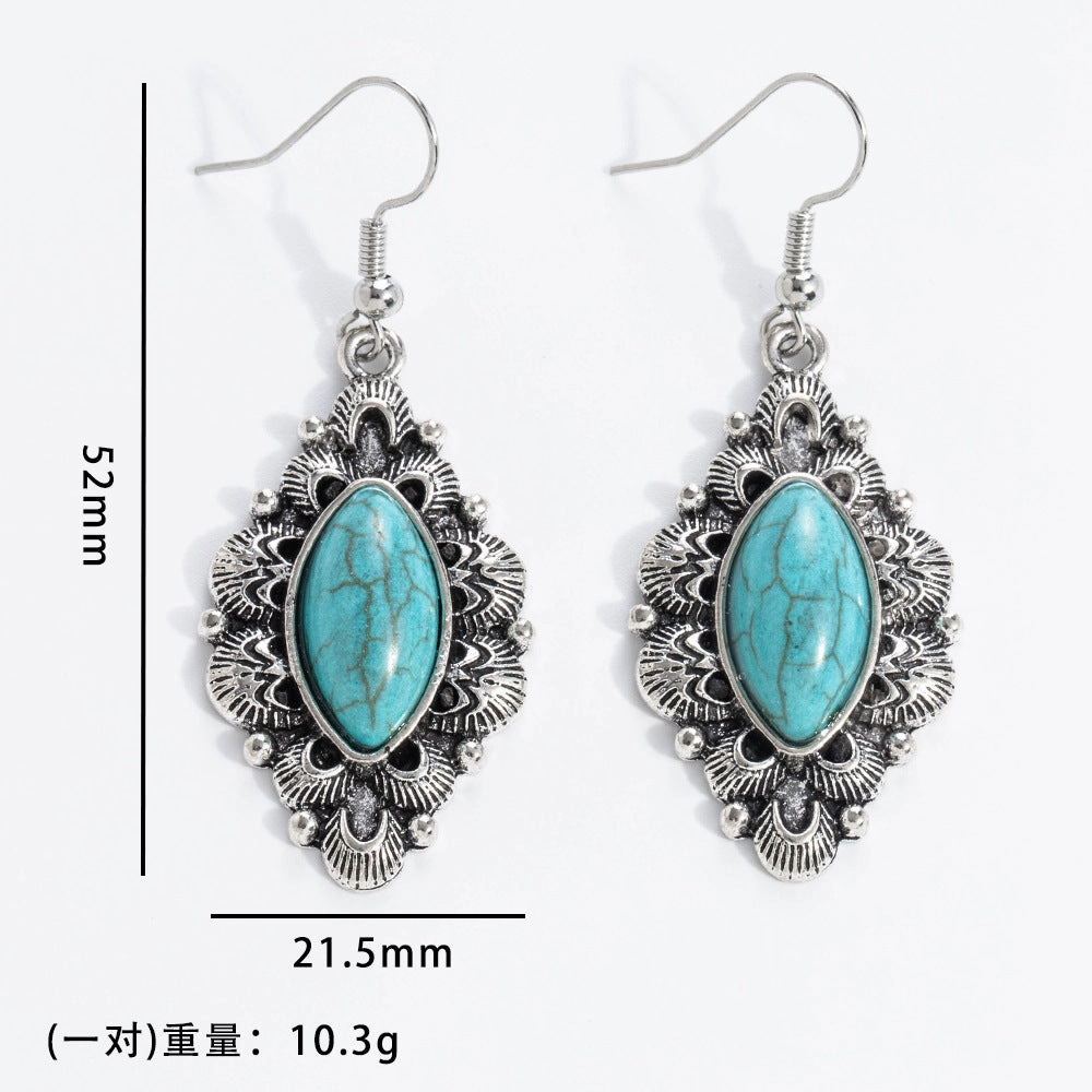 Wholesale 20pcs Bohemian Vintage Turquoise Alloy Earrings