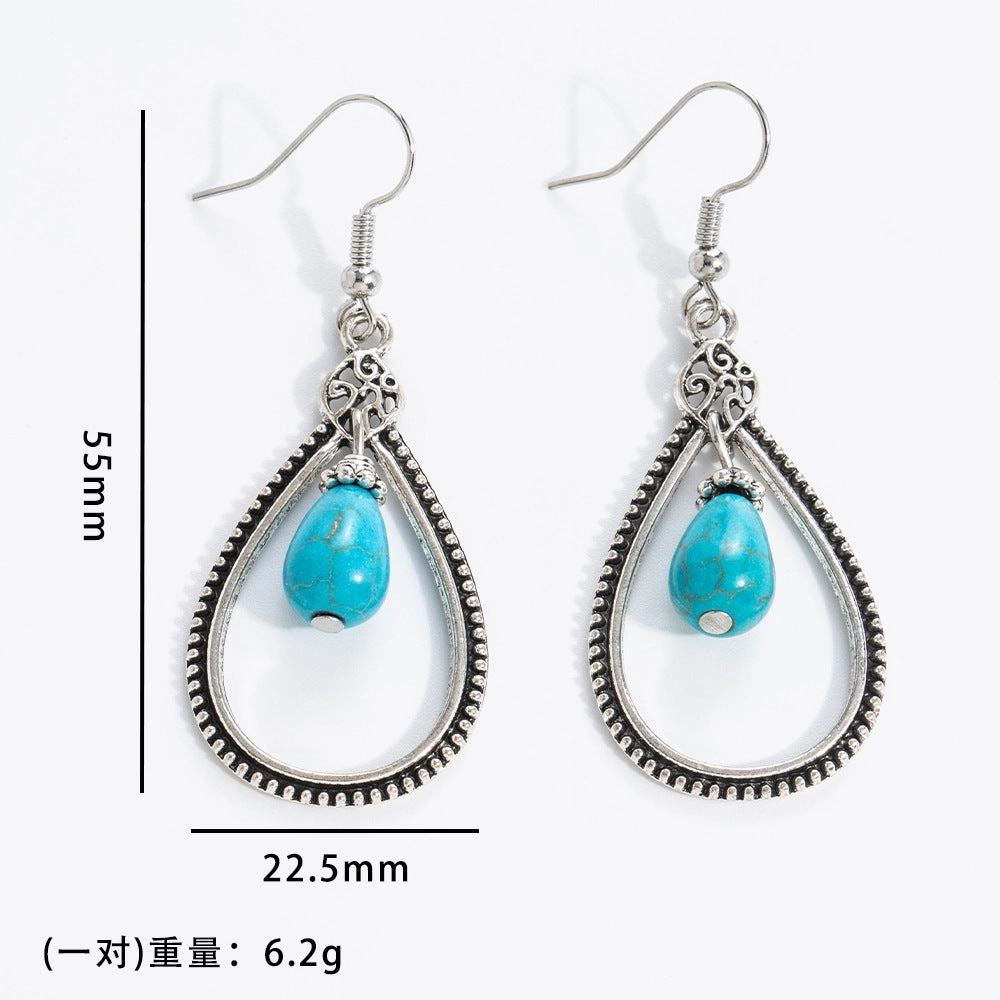 Wholesale 20pcs Bohemian Vintage Turquoise Alloy Earrings