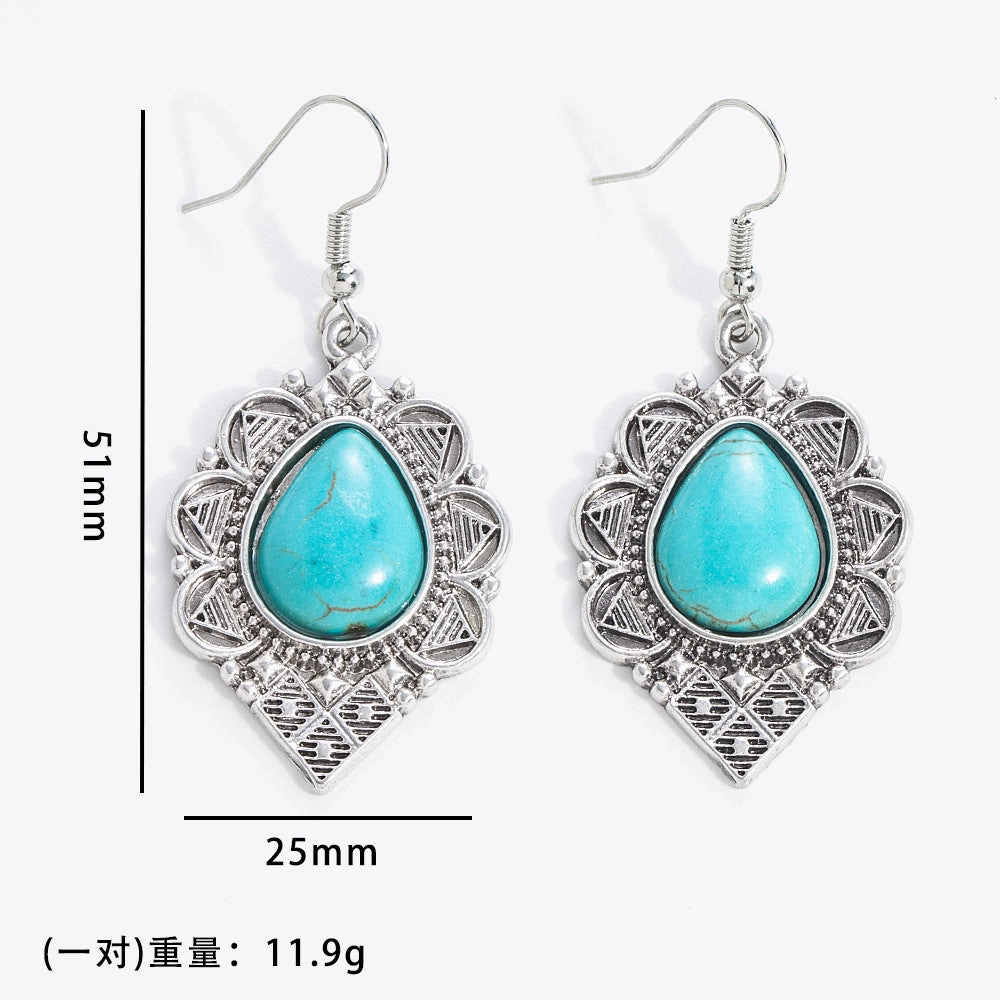 Wholesale 20pcs Bohemian Vintage Turquoise Alloy Earrings