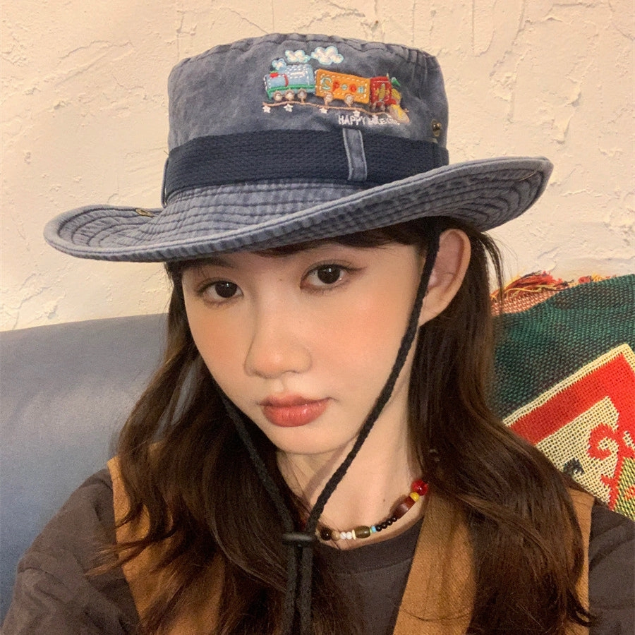 Wholesale Acrylic Embroidery Washed Distressed Cowboy Hat