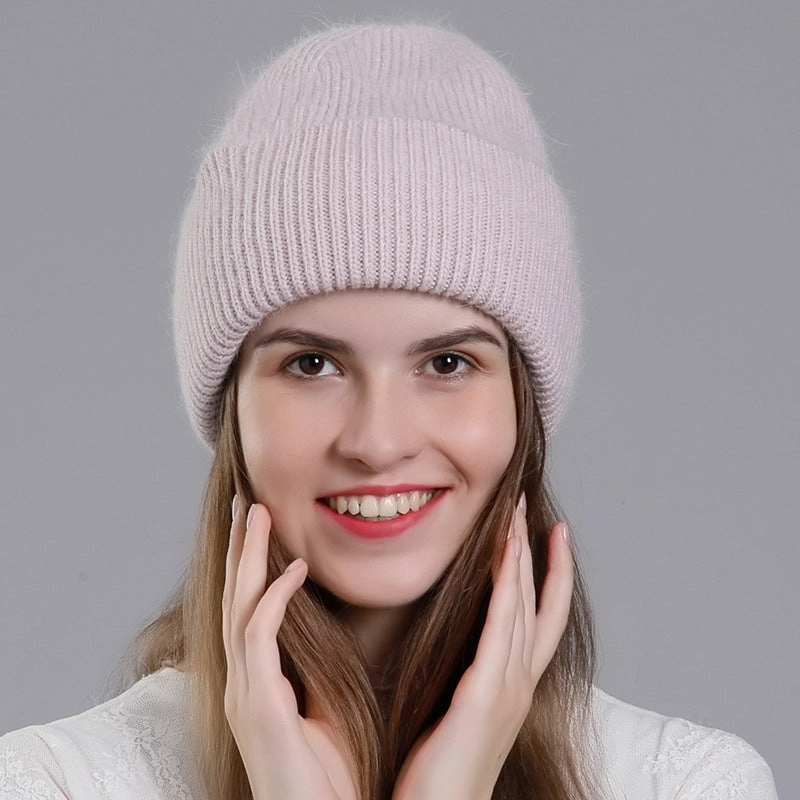 Wholesale All-match Rabbit Fur Autumn and Winter Fashion Knitted Wool Warm Pullover Earmuffs