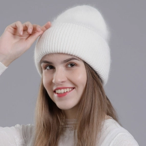 Wholesale All-match Rabbit Fur Autumn and Winter Fashion Knitted Wool Warm Pullover Earmuffs