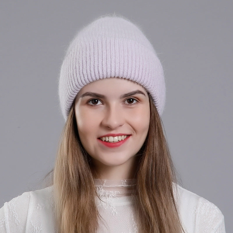Wholesale All-match Rabbit Fur Autumn and Winter Fashion Knitted Wool Warm Pullover Earmuffs