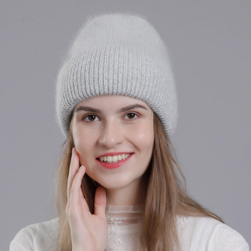 Wholesale All-match Rabbit Fur Autumn and Winter Fashion Knitted Wool Warm Pullover Earmuffs