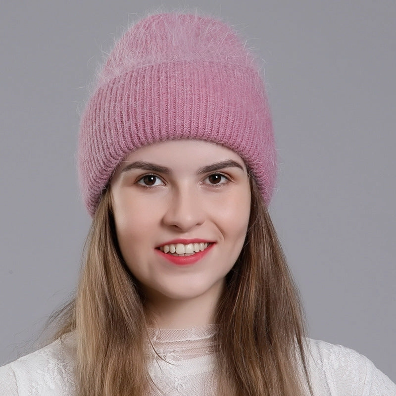 Wholesale All-match Rabbit Fur Autumn and Winter Fashion Knitted Wool Warm Pullover Earmuffs