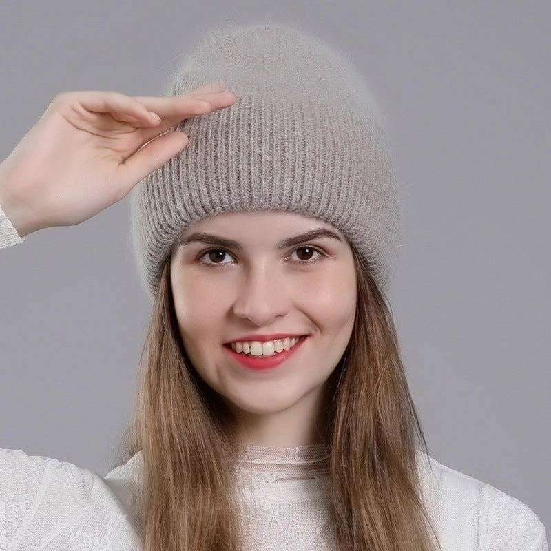 Wholesale All-match Rabbit Fur Autumn and Winter Fashion Knitted Wool Warm Pullover Earmuffs