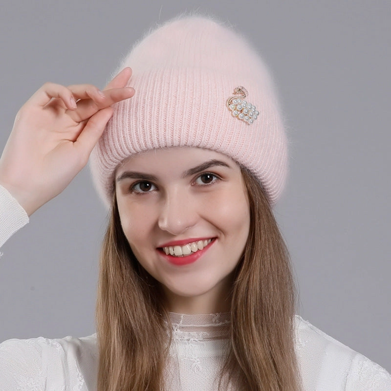 Wholesale All-match Rabbit Fur Autumn and Winter Fashion Knitted Wool Warm Pullover Earmuffs