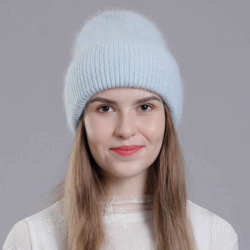 Wholesale All-match Rabbit Fur Autumn and Winter Fashion Knitted Wool Warm Pullover Earmuffs