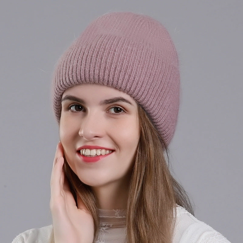Wholesale All-match Rabbit Fur Autumn and Winter Fashion Knitted Wool Warm Pullover Earmuffs