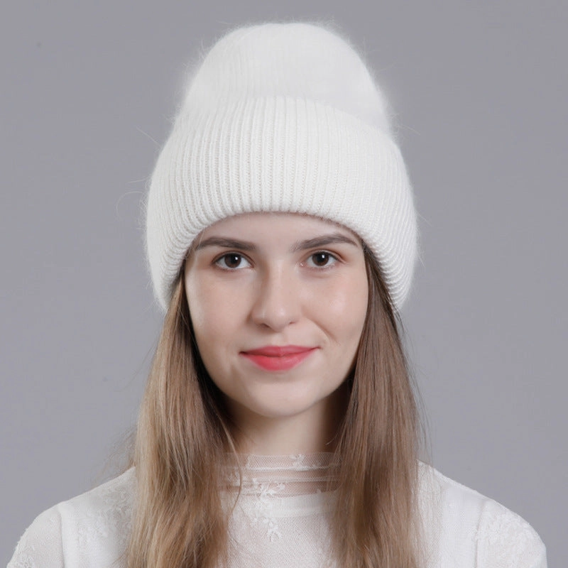 Wholesale All-match Rabbit Fur Autumn and Winter Fashion Knitted Wool Warm Pullover Earmuffs