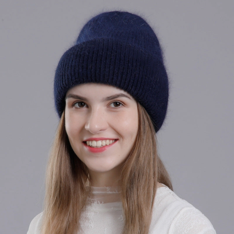 Wholesale All-match Rabbit Fur Autumn and Winter Fashion Knitted Wool Warm Pullover Earmuffs