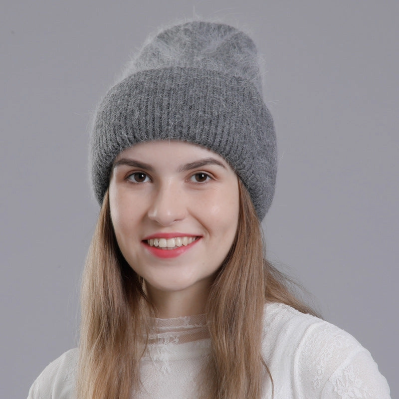 Wholesale All-match Rabbit Fur Autumn and Winter Fashion Knitted Wool Warm Pullover Earmuffs