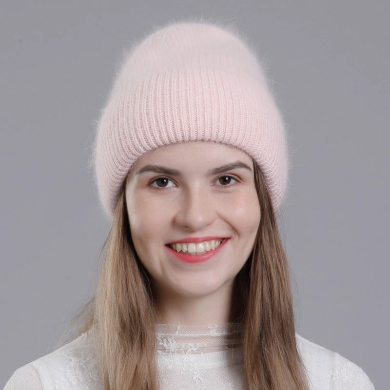 Wholesale All-match Rabbit Fur Autumn and Winter Fashion Knitted Wool Warm Pullover Earmuffs