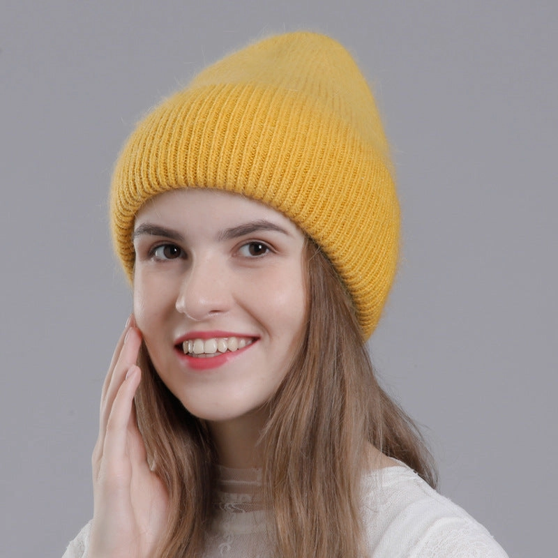 Wholesale All-match Rabbit Fur Autumn and Winter Fashion Knitted Wool Warm Pullover Earmuffs