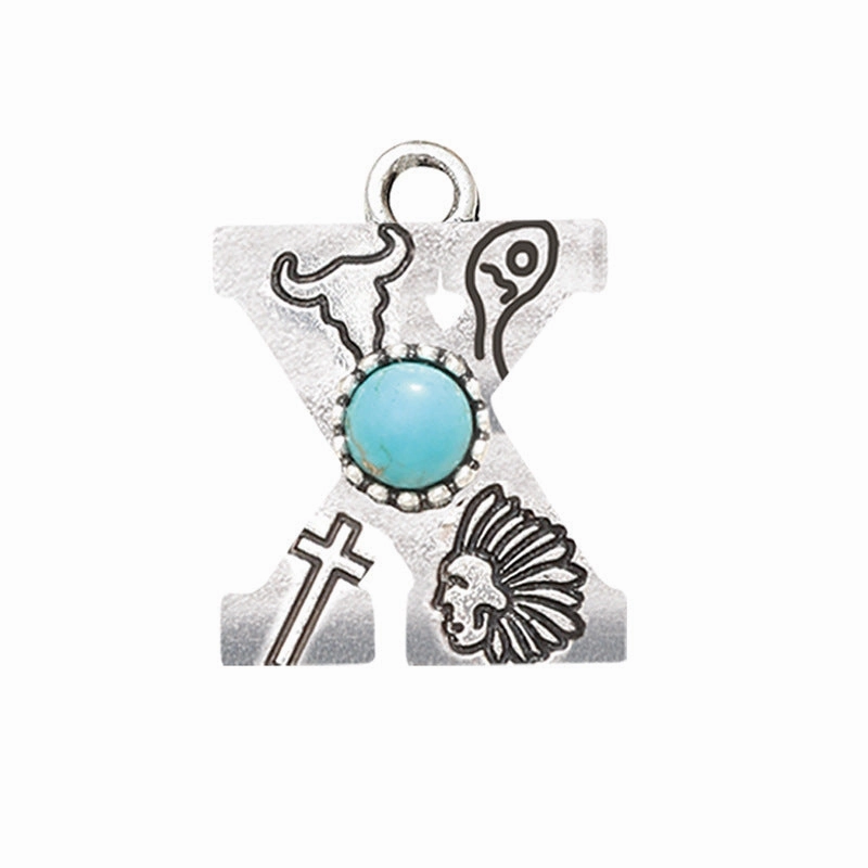 Wholesale Alloy Letter Green Natural Turquoise Earrings
